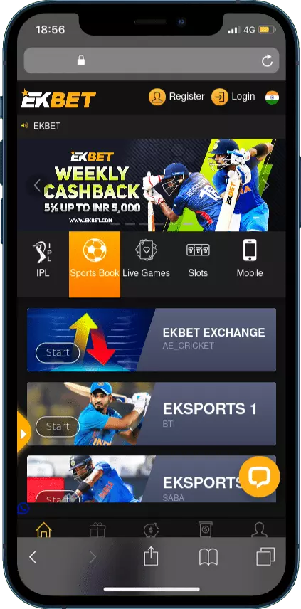 Ekbet app in India for sports betting and casino games,slots and live-casino.